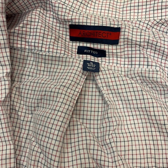 Architect White Checkered Fitted Button Down sz. S - Picture 2 of 3